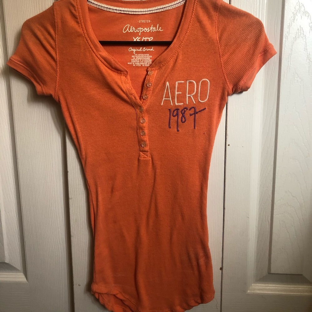 Aeropostale orange logo tee